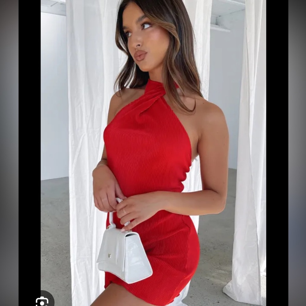 White Fox Boutique Red Halter Mini Dress